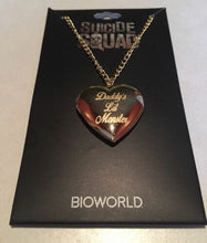 Load image into Gallery viewer, Suicide Squad Harley Quinn 18k Gold Plated "Daddy's Little Monster" Heart Locket