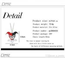 Load image into Gallery viewer, Suicide Squad Harley Quinn Silver Red, White & Black Enamel Necklace in Gift Box